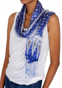 Hand Stamped Silk Batik Scarf