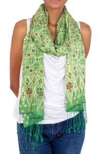 Handcrafted Indonesian Batik Silk Shawl