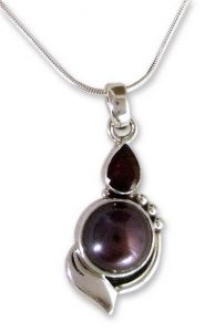 Handcrafted Sterling Silver Garnet and Pearl Necklace