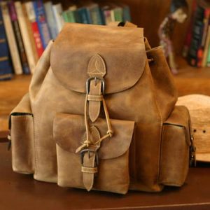 Leather Backpack with Buckled Flaps from Mexico