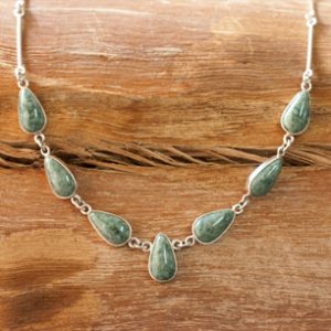 Guatemalan Teardrop Jade Sterling Silver Necklace, 'Drops of Jade'