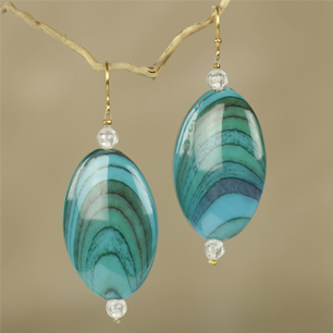 Teal Recycled Plastic Dangle Earrings -Odopa in Teal