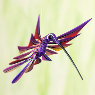 Oaxacan Hummingbird Sculpture, 'Purple Hummingbird'