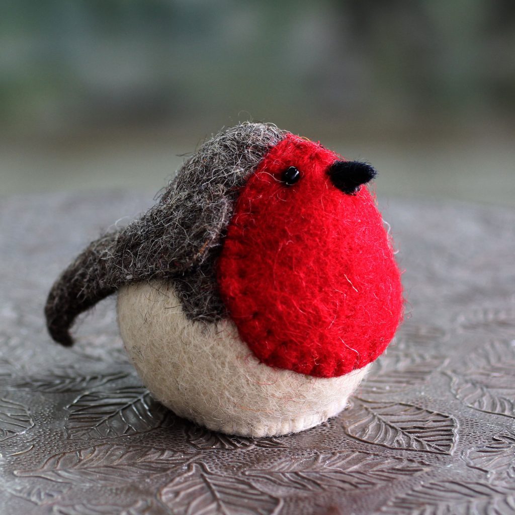 Wool Holiday Tree Top Bird from India