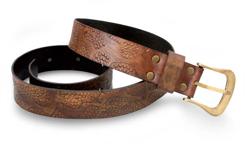 Fair Trade Leather Belt, 'Earthen Pebbles'