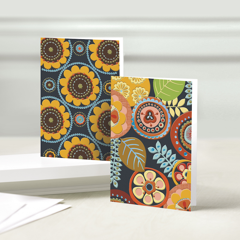 Multi Color Floral Blank Greeting Cards in Two Patterns Into the Wild Collection
