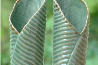 Ceramic Leaf-Shaped Vases (Pair), 'Banana Vases'