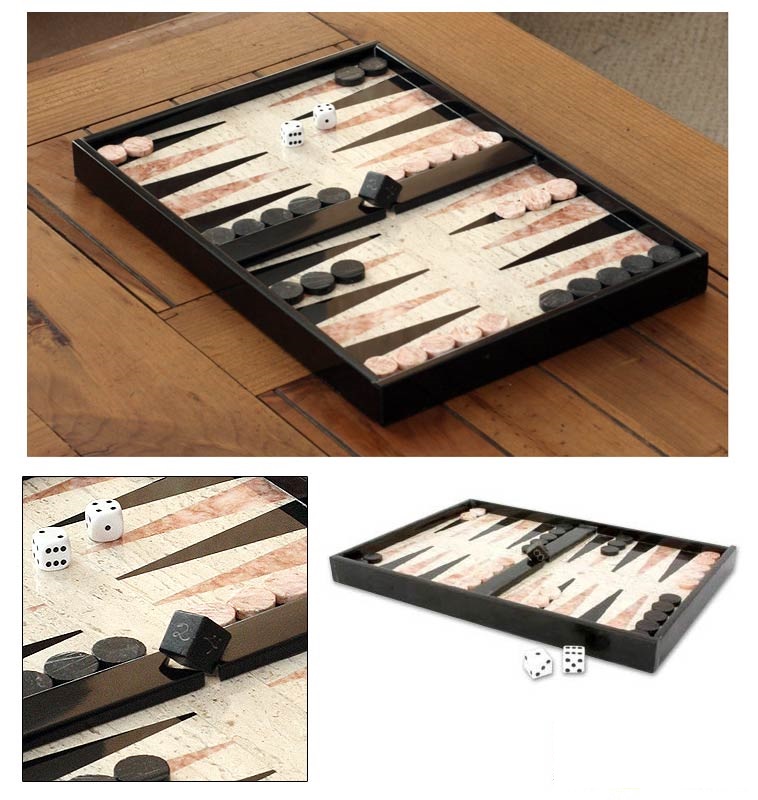  Curate Product ID: U161356 Hand Made Marble Backgammon Set from Mexico, 'Rustic Marble'