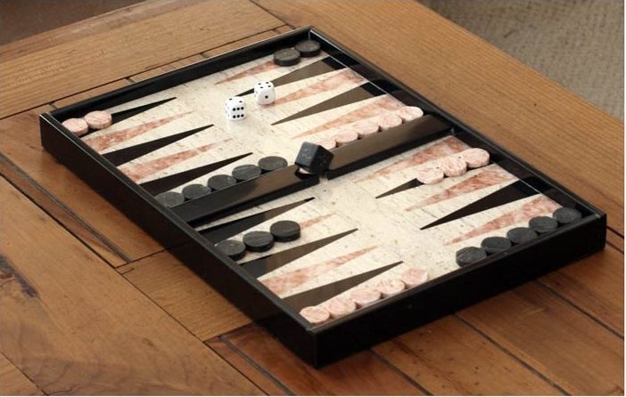Hand Made Marble Backgammon Set from Mexico, 'Rustic Marble'