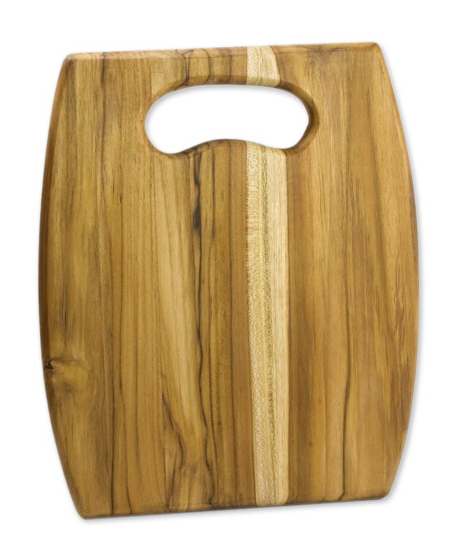 Artisan Wood Cutting Board with Cutout Handle, 'The Daily Grain'