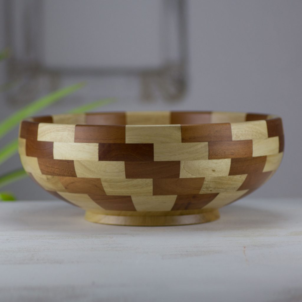  Curate Product ID: U169313 Artisan Crafted Natural Mahogany Palo Blanco Wood Bowl, 'Stairway of Nature'