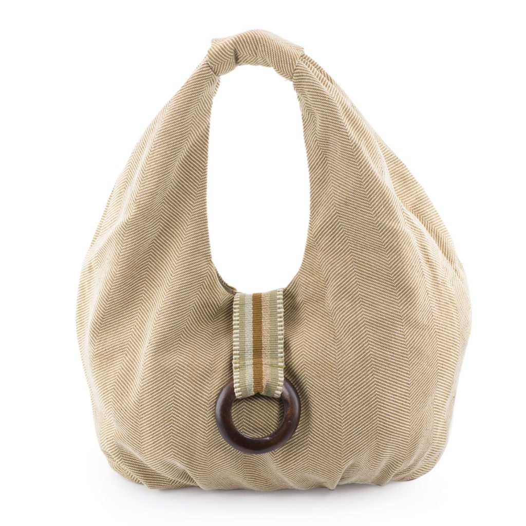 Handwoven Natural Brown Cotton Hobo Handbag, 'Natural Hazelnut'