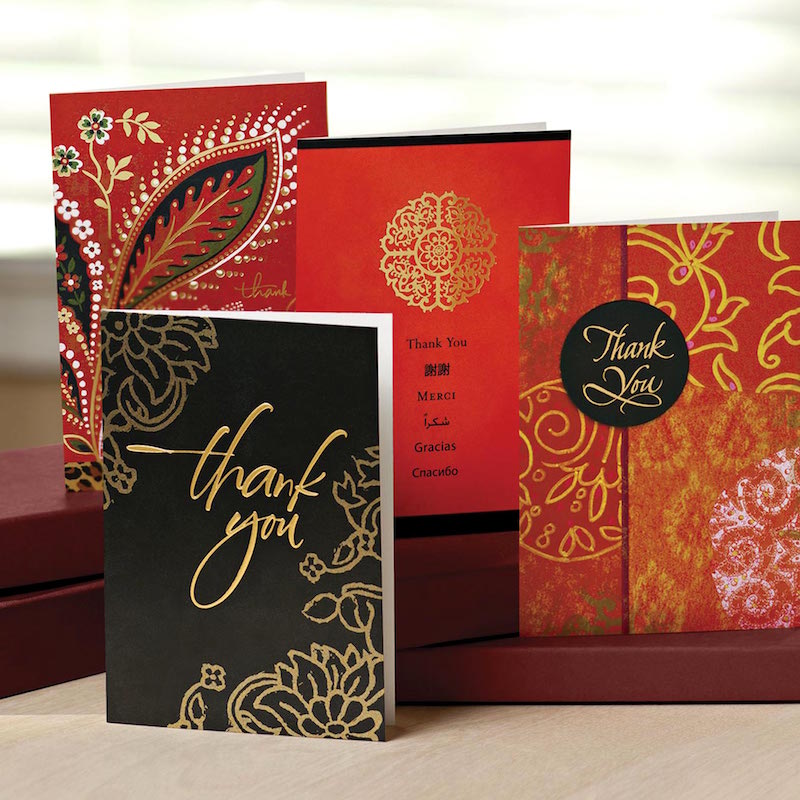 UNICEF Thank you Card Boxed Set Red Gold Black Blank Cards