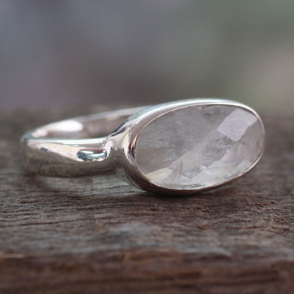 Gemstone Jewelry - Handcrafted Moonstone and Sterling Silver Ring, 'Eye of the Beholder'