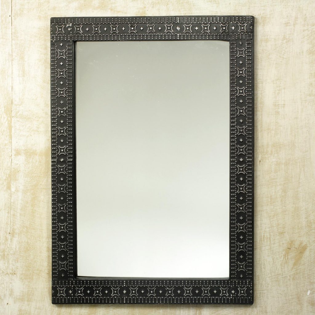 Contemporary Wood and Aluminum Mirror, 'African Princess'