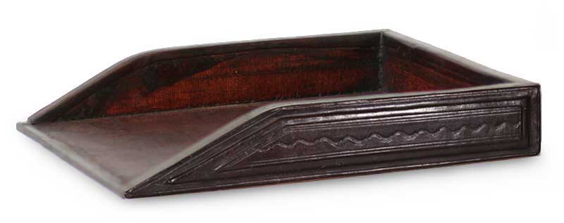 Handmade Leather Desk Tray from Ghana, 'Go with the Flow'