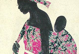 Hand Crafted Batik Cotton Folk Art Painting, 'Obatanpa'