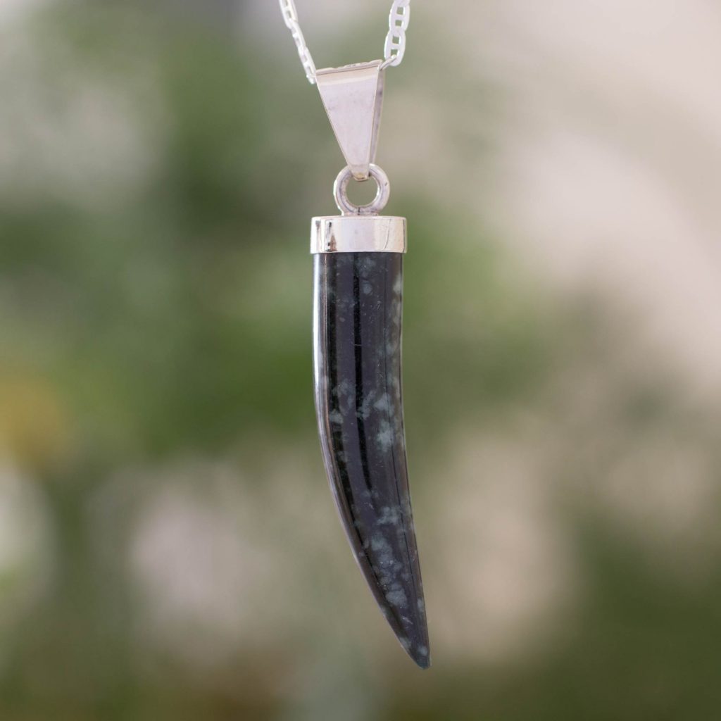 Gemstone Jewelry - Men's Sterling Silver and Jade Necklace from Guatemala, 'Menagerie of Power'
