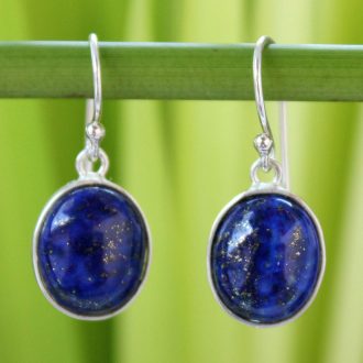 Thai Sterling Silver and Lapis Lazuli Earrings, 'Majestic Blue'