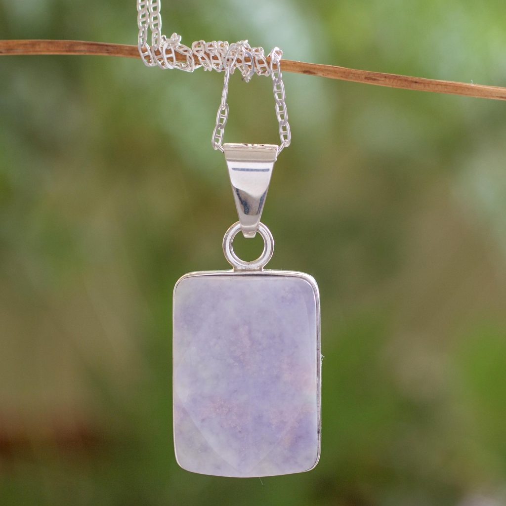 Gemstone Jewelry - Reversible Lilac Jade and Silver Necklace, 'Lilac Harvest'