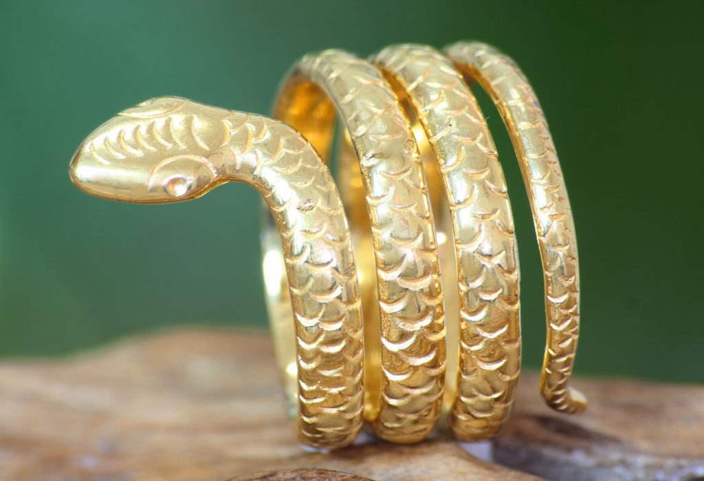 Gold Plated Ring Bali Artisan Jewelry, 'Cobra Wisdom'