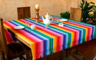 Fair Trade Cotton Table Linen, 'Rainbow Fantasy'