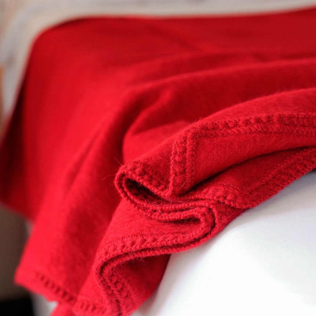 UNICEF Luxurious Soft Alpaca Blend Rich Red Peruvian Blanket , 'Cajamarca Sunset' Wool