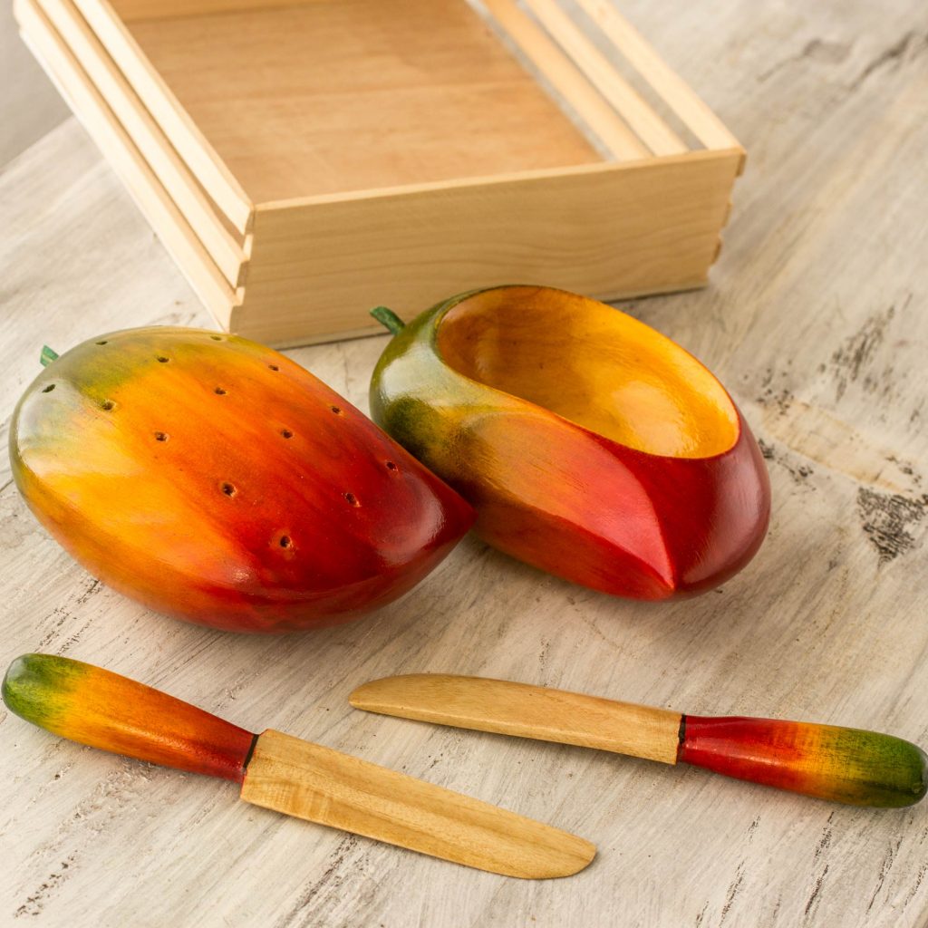 UNICEF Wood canape set (5 Pieces), 'Tropical Mango' Hostess Gifts