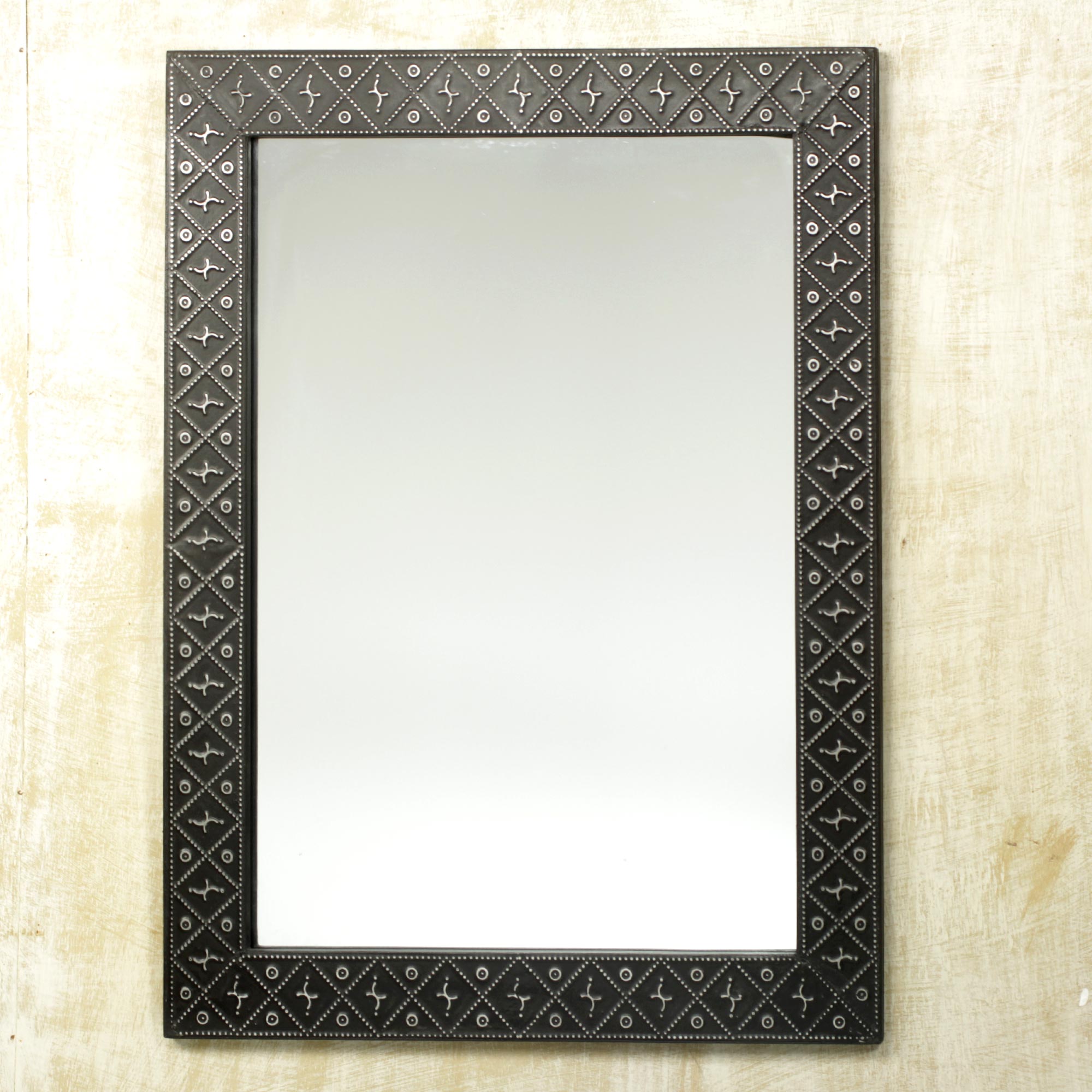 Mirror, 'African Prince' aluminum repoussé sese wood wall art wall mirror choosing a statement mirror
