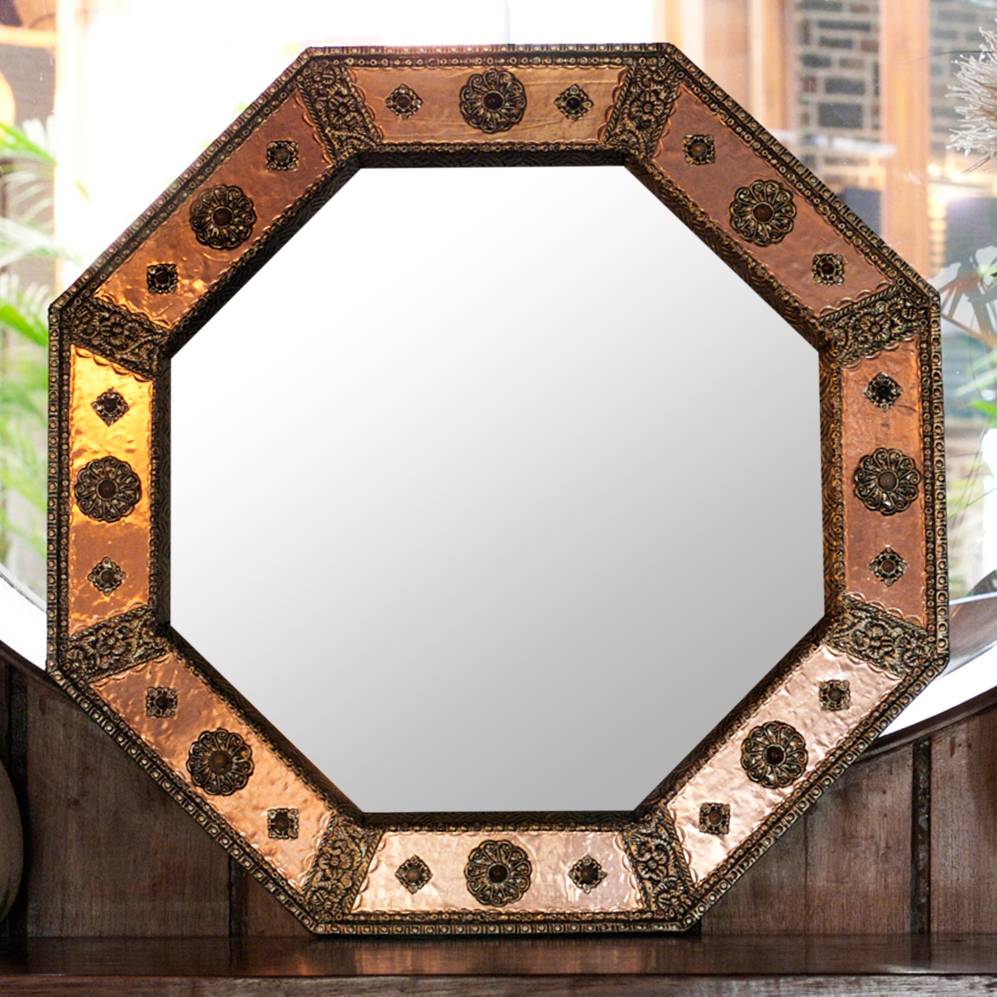 Copper Mirror Handmade in India, 'Mystery of India Mirror' Choosing a statement mirror