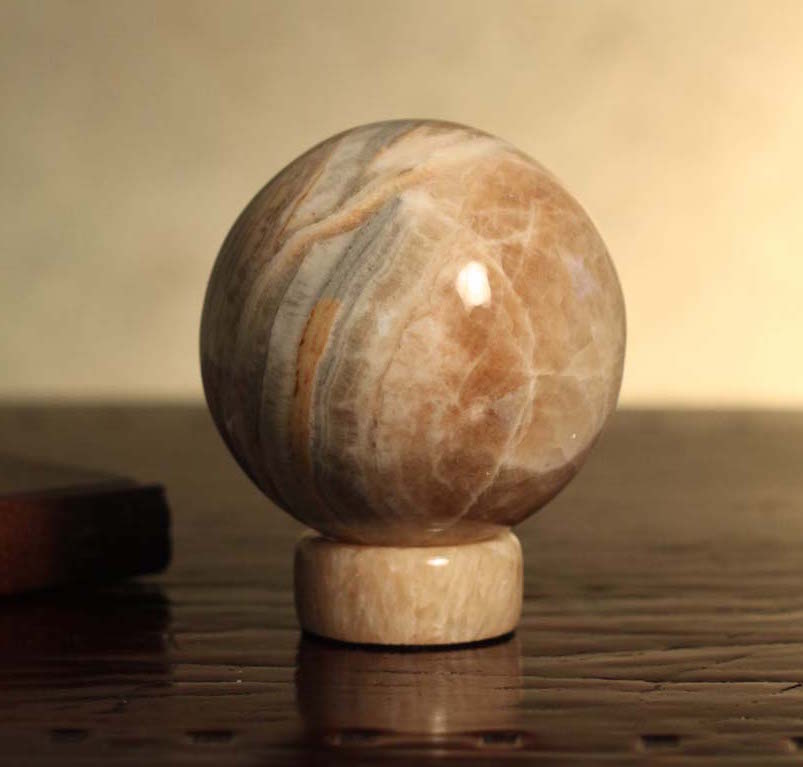 Jasper Sphere Sculpture Inner Peace Hand Crafted Geometric Stone Meaningful Sculpture