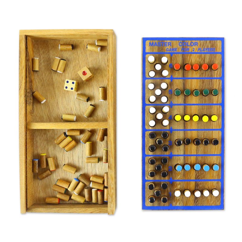 Hand Made Colorful Wood Peg Game from Thailand, 'Code Breaker' Unique birthday gifts