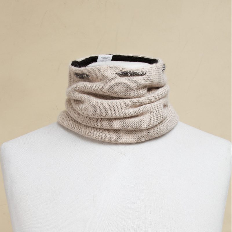 Men's Beige Black Reversible 100% Alpaca Neck Warmer Hat, 'Versatile Beige' Unique Father's Day Gift