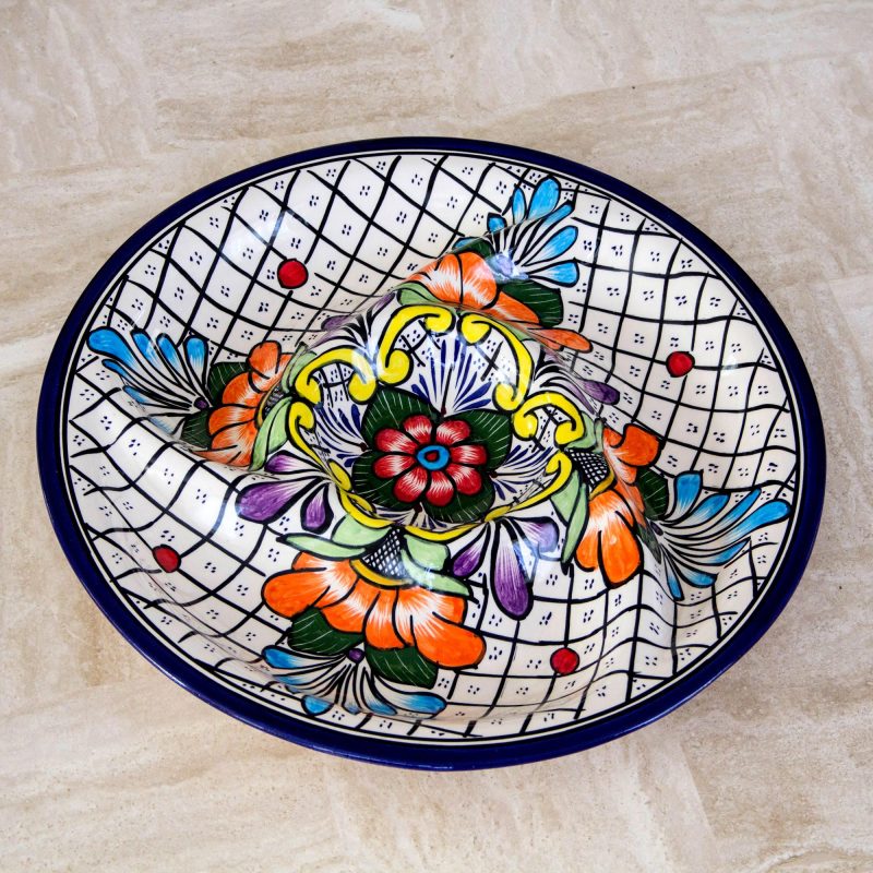 Mexican Talavera Style Bright Floral Ceramic Platter, 'Guanajuato Flora' unique birthday gifts