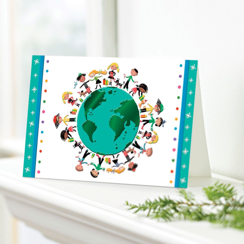 UNICEF Holiday Cards Boxed Set , 'Kids and Globe' Unique Christmas Cards