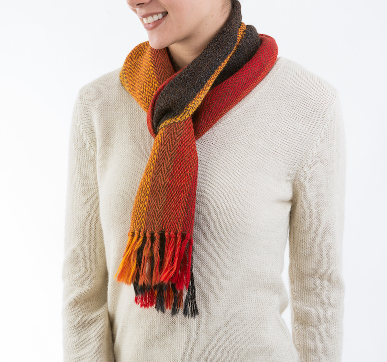Hand Woven Multicolored 100% Alpaca Scarf from Peru, 'Autumn Stripes' Gifts for fall Birthdays