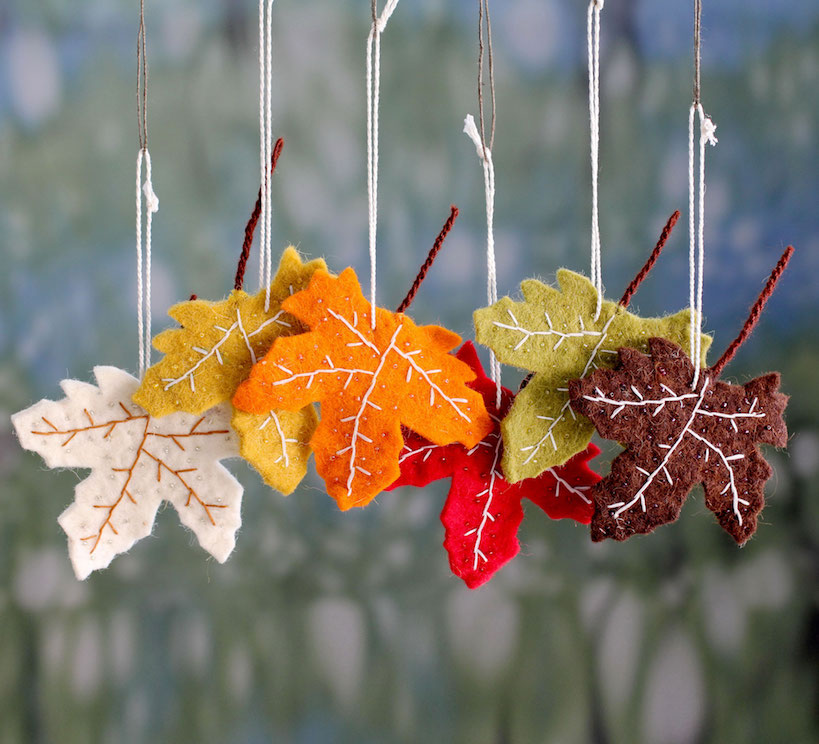 Handcrafted Holiday Leaf Ornaments from India Set of 6, 'Maple Glory' gifts for fall birthdays