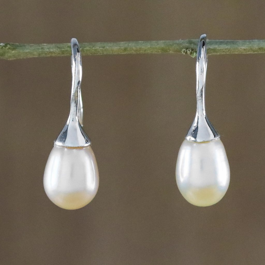 Earrings, freshwater pearl, pearl, sterling silver, bridal, wedding, drop earrings Bridal Pearl Drop Earrings, 'Dangling Orbs' earrings for every occasion