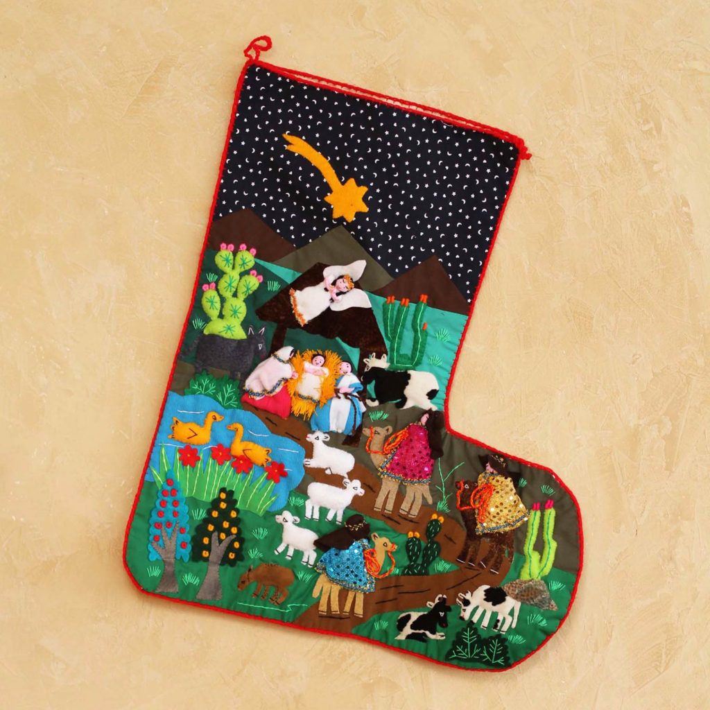 Applique Christmas stocking, 'The Arrival of the Magi' Holiday accessories Holiday Décor Hints