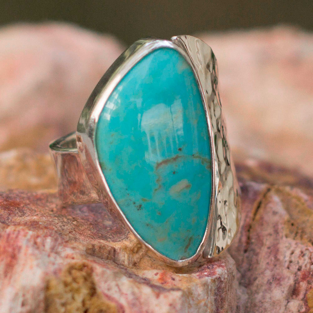 Sterling Silver and Natural Turquoise Cocktail Ring Timeless Turquoise Jewelry