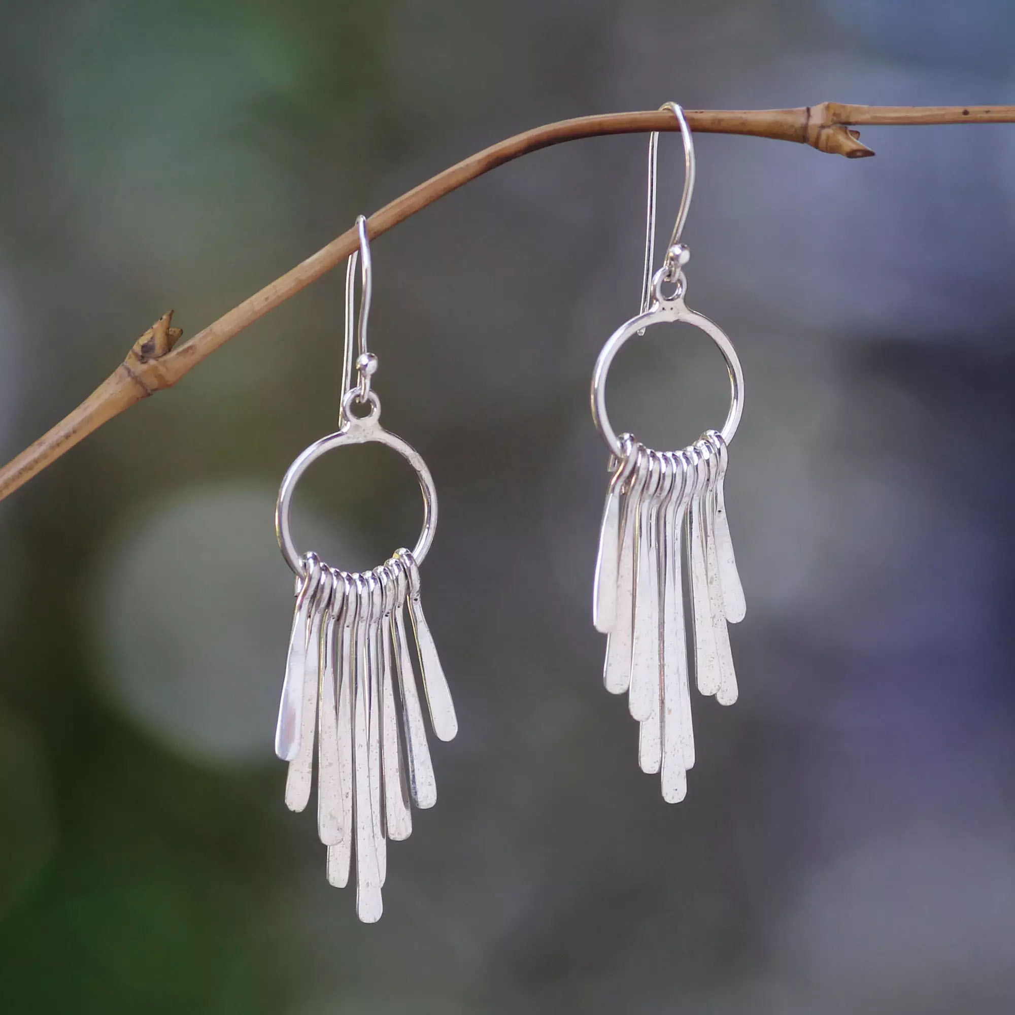 Handmade Indonesian Sterling Silver ‘Feather Cascade’ Waterfall Earrings Earring and Necklace Pairings