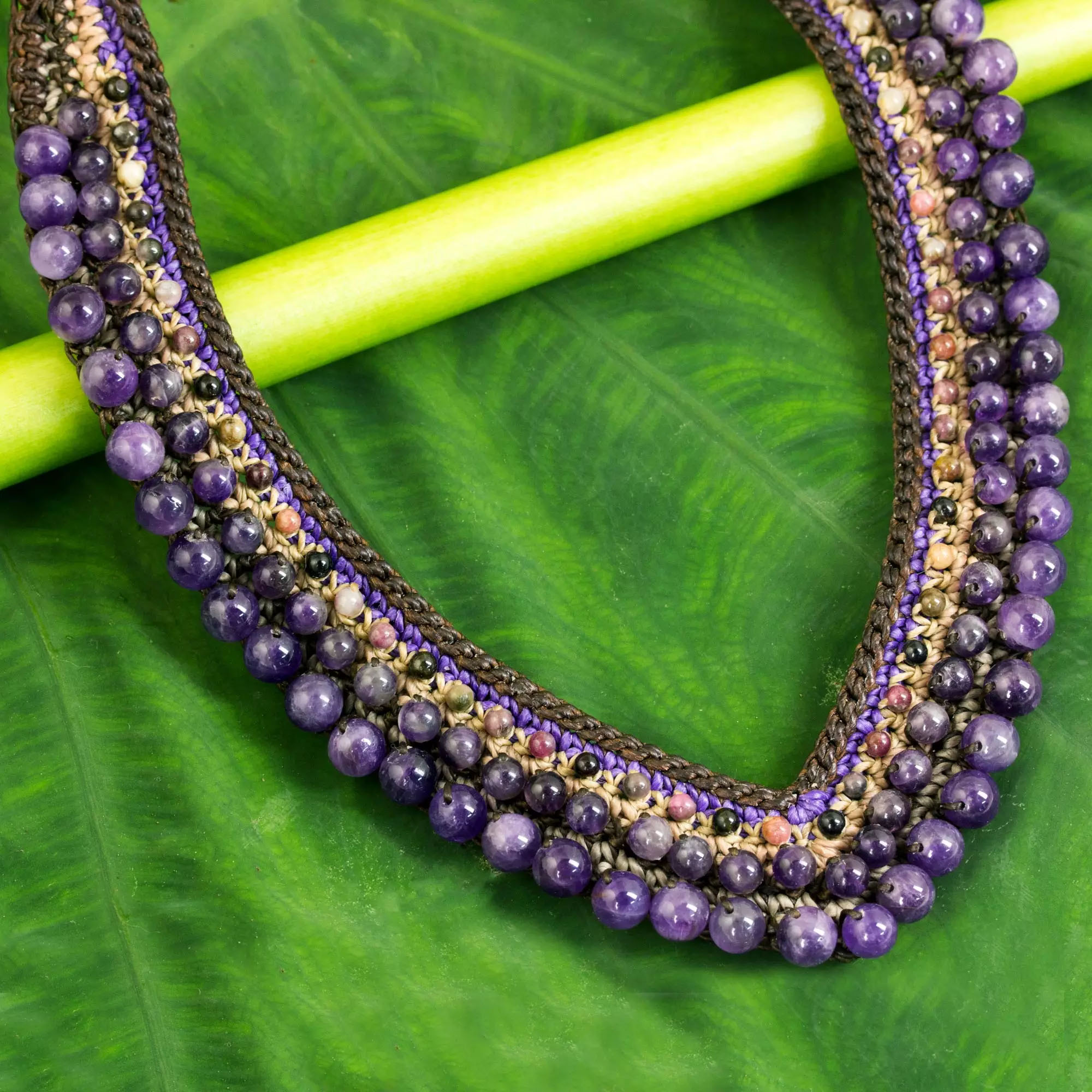 ‘Violet Whispers’ Beaded Tourmaline and Amethyst Necklace Earring and Necklace Pairings