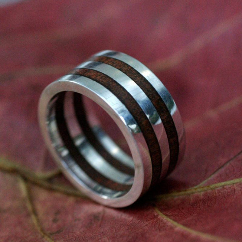 Easy Jewelry Styles for Men Triumph', Men's Unique Brazilian Sterling Silver and Wood Band Ring
