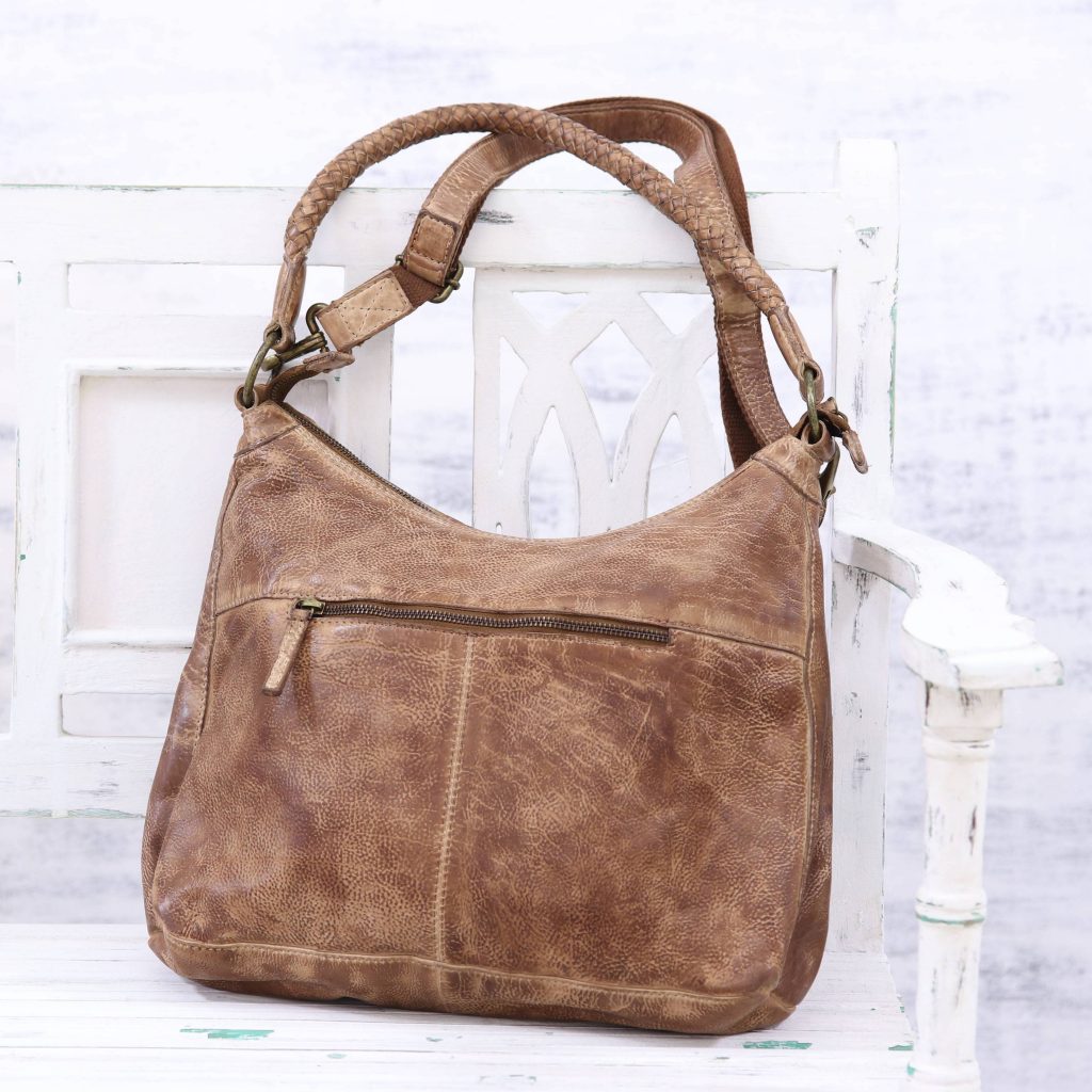 Sepia Style Brown Leather Shoulder or Sling Bag from India revamp your wardrobe